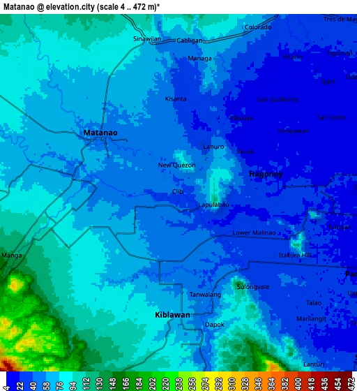 Zoom OUT 2x Matanao, Philippines elevation map