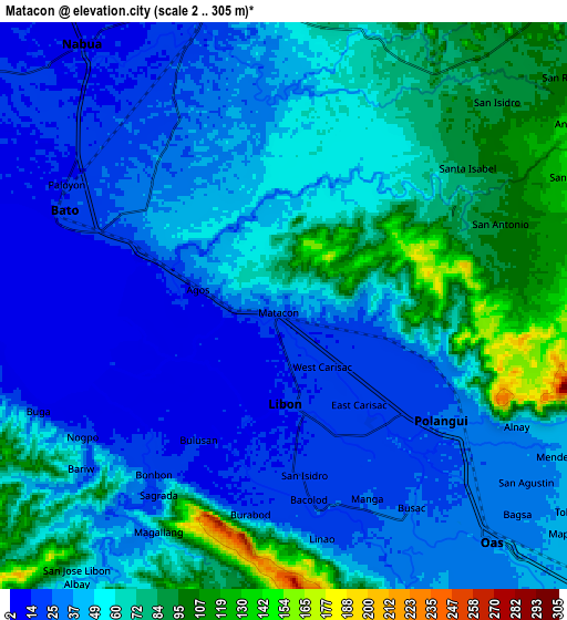 Zoom OUT 2x Matacon, Philippines elevation map