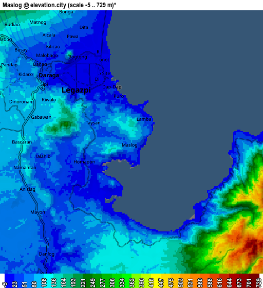 Zoom OUT 2x Maslog, Philippines elevation map