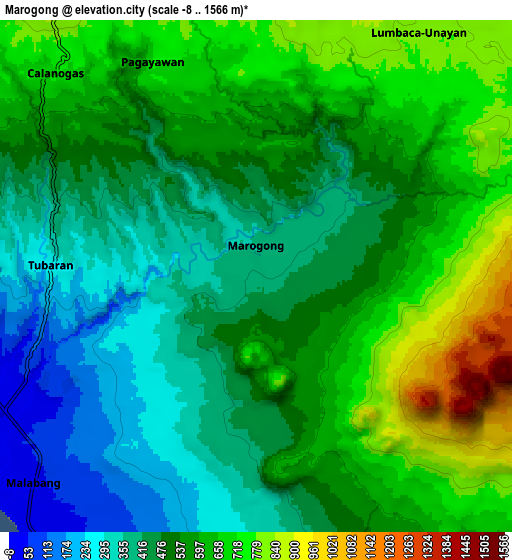 Zoom OUT 2x Marogong, Philippines elevation map