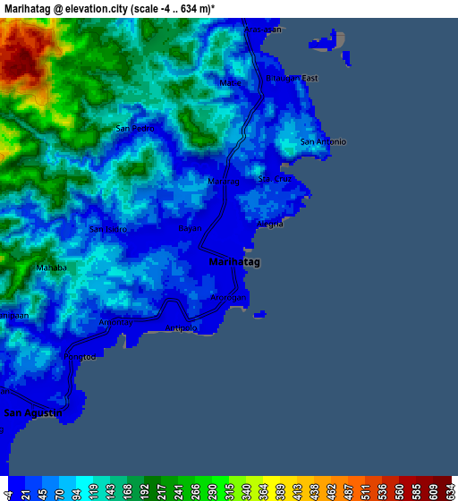 Zoom OUT 2x Marihatag, Philippines elevation map