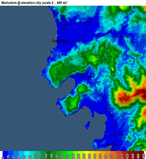 Zoom OUT 2x Maricalom, Philippines elevation map