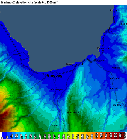Zoom OUT 2x Mariano, Philippines elevation map