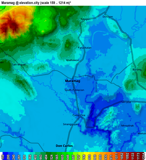 Zoom OUT 2x Maramag, Philippines elevation map