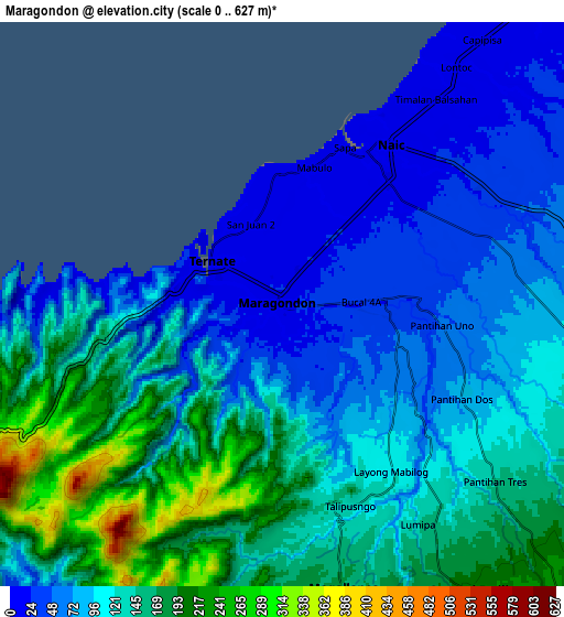 Zoom OUT 2x Maragondon, Philippines elevation map