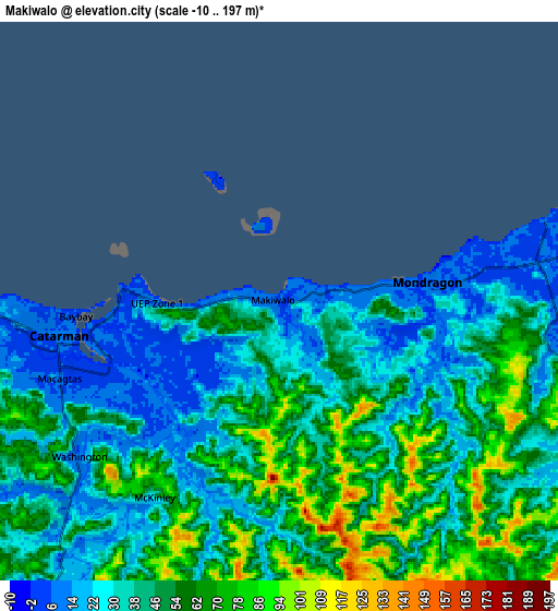 Zoom OUT 2x Makiwalo, Philippines elevation map