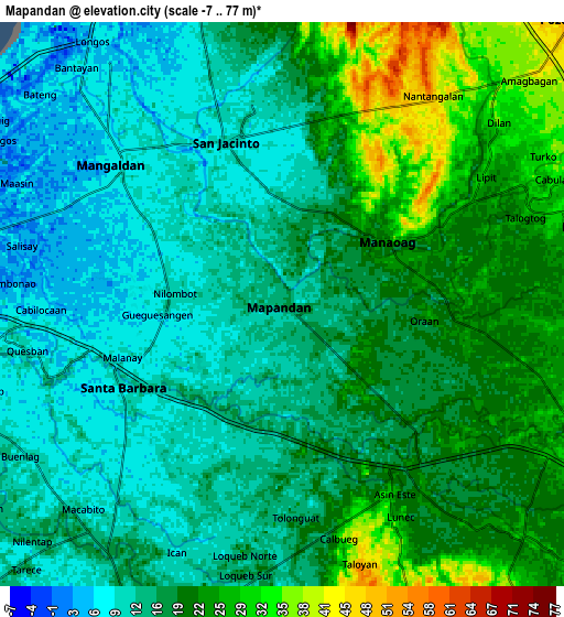 Zoom OUT 2x Mapandan, Philippines elevation map