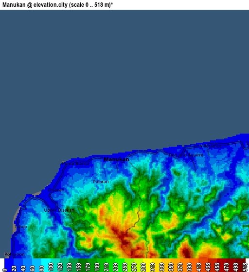 Zoom OUT 2x Manukan, Philippines elevation map