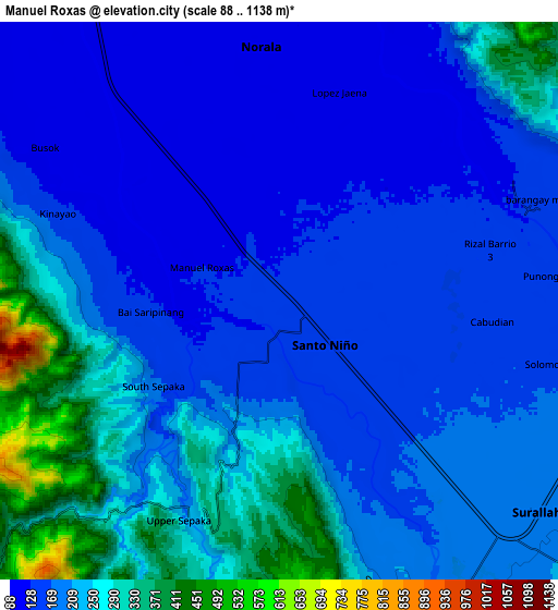 Zoom OUT 2x Manuel Roxas, Philippines elevation map