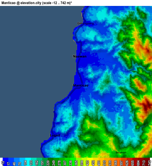 Zoom OUT 2x Manticao, Philippines elevation map