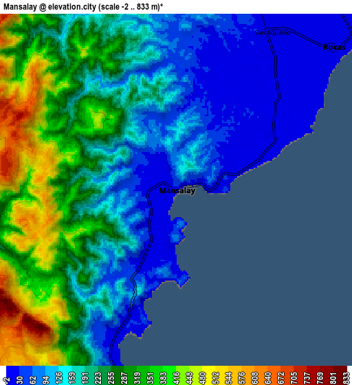 Zoom OUT 2x Mansalay, Philippines elevation map