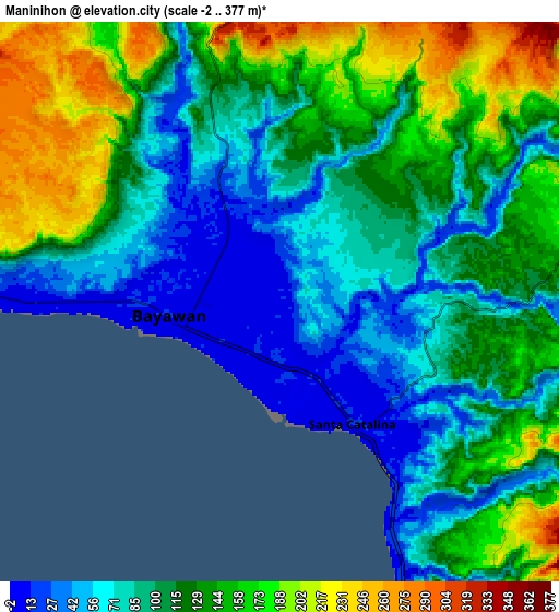 Zoom OUT 2x Maninihon, Philippines elevation map