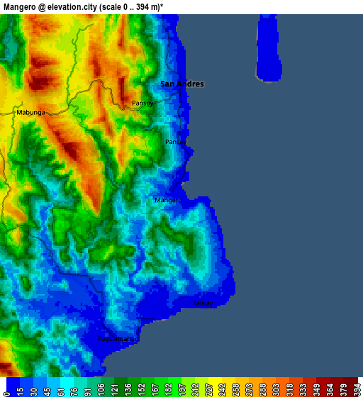 Zoom OUT 2x Mangero, Philippines elevation map