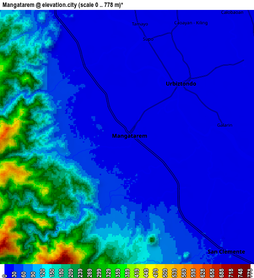 Zoom OUT 2x Mangatarem, Philippines elevation map