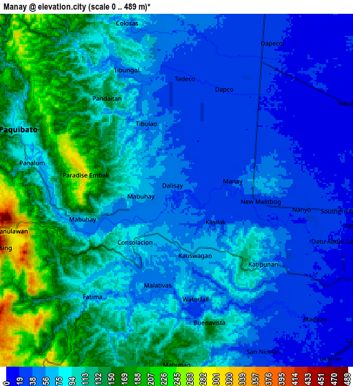 Zoom OUT 2x Manay, Philippines elevation map