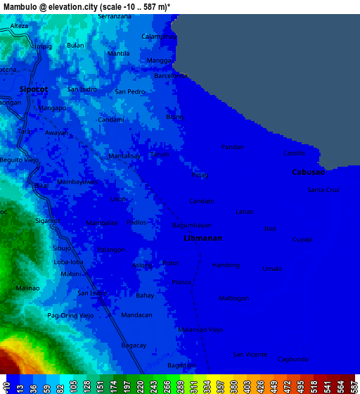 Zoom OUT 2x Mambulo, Philippines elevation map