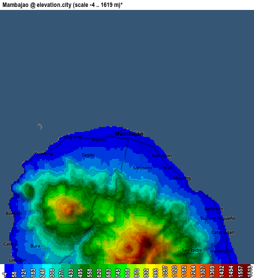 Zoom OUT 2x Mambajao, Philippines elevation map