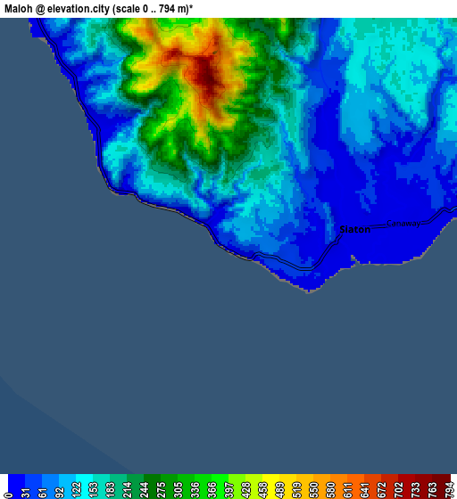 Zoom OUT 2x Maloh, Philippines elevation map