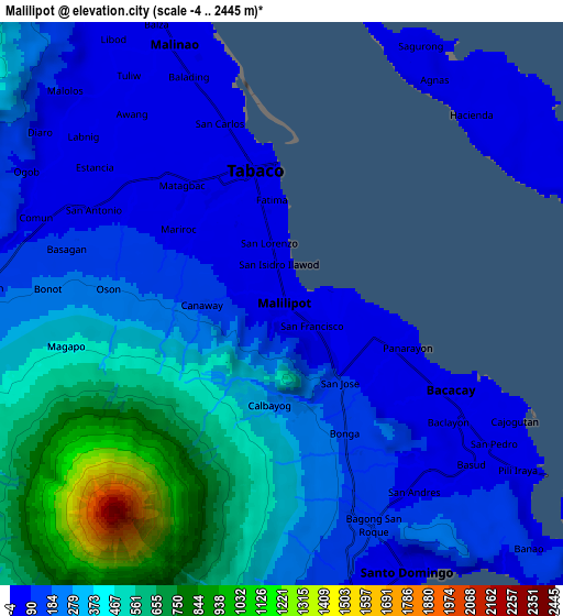 Zoom OUT 2x Malilipot, Philippines elevation map