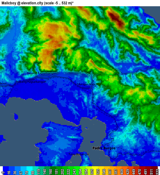 Zoom OUT 2x Malicboy, Philippines elevation map