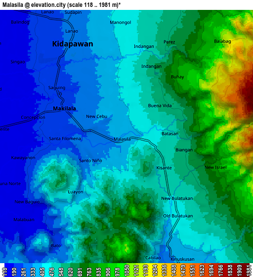 Zoom OUT 2x Malasila, Philippines elevation map