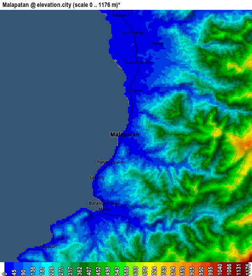 Zoom OUT 2x Malapatan, Philippines elevation map