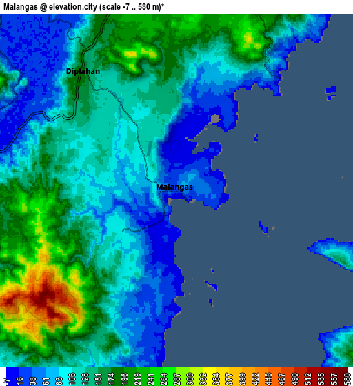 Zoom OUT 2x Malangas, Philippines elevation map