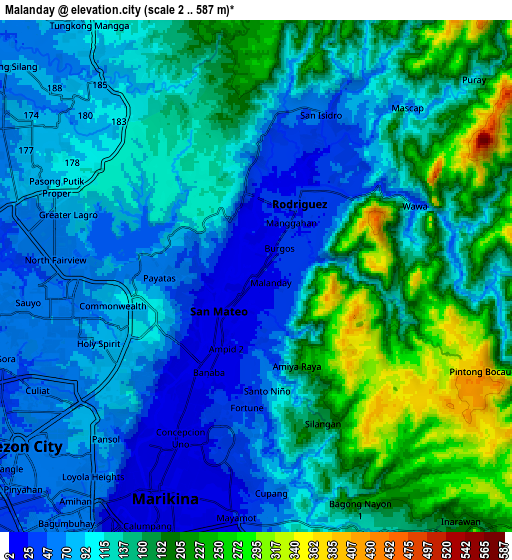 Zoom OUT 2x Malanday, Philippines elevation map