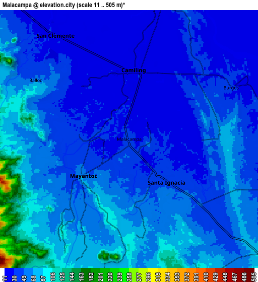 Zoom OUT 2x Malacampa, Philippines elevation map