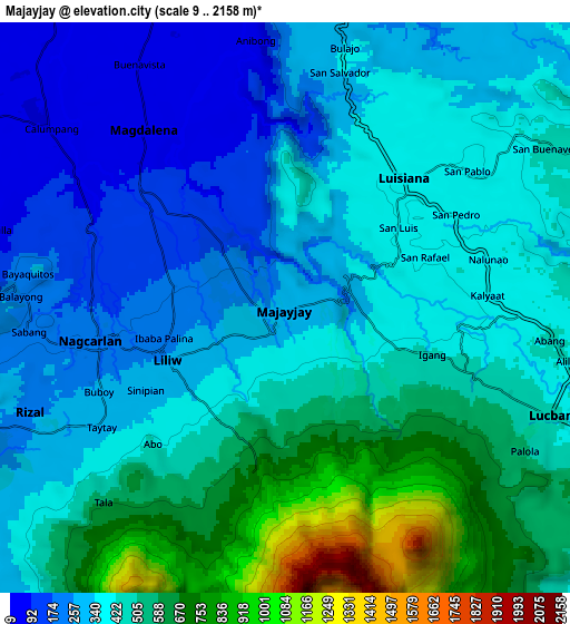 Zoom OUT 2x Majayjay, Philippines elevation map