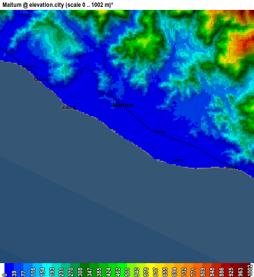 Zoom OUT 2x Maitum, Philippines elevation map