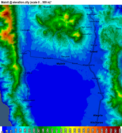 Zoom OUT 2x Mainit, Philippines elevation map