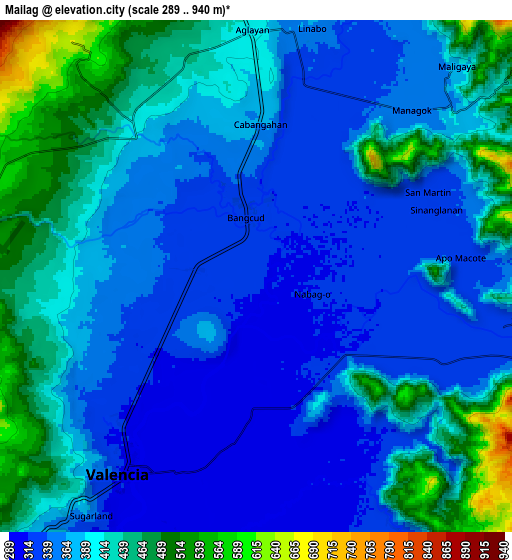 Zoom OUT 2x Mailag, Philippines elevation map