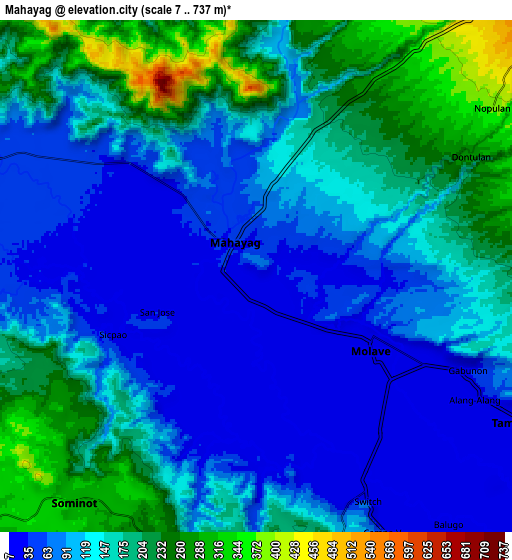 Zoom OUT 2x Mahayag, Philippines elevation map