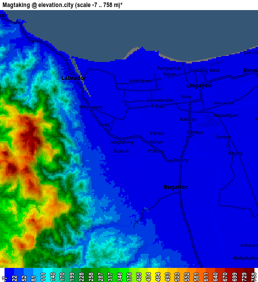 Zoom OUT 2x Magtaking, Philippines elevation map