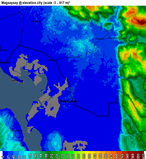 Zoom OUT 2x Magsaysay, Philippines elevation map