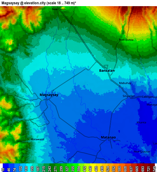 Zoom OUT 2x Magsaysay, Philippines elevation map