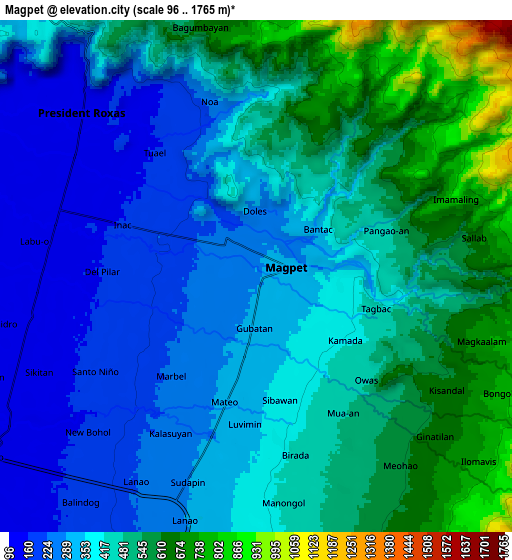 Zoom OUT 2x Magpet, Philippines elevation map