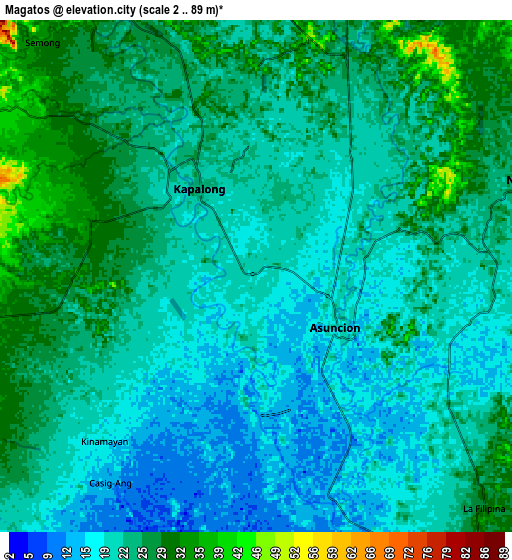 Zoom OUT 2x Magatos, Philippines elevation map