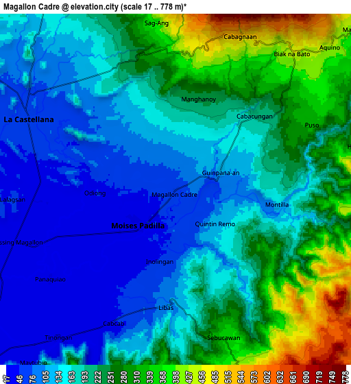 Zoom OUT 2x Magallon Cadre, Philippines elevation map