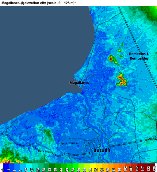 Zoom OUT 2x Magallanes, Philippines elevation map