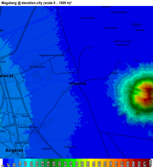 Zoom OUT 2x Magalang, Philippines elevation map