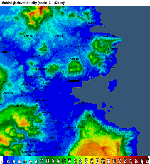 Zoom OUT 2x Mabini, Philippines elevation map