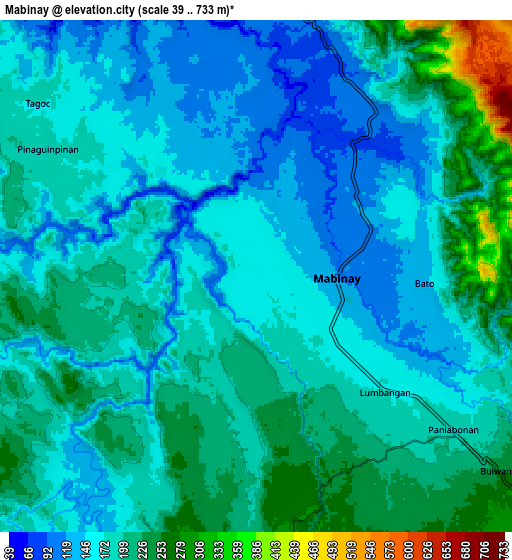 Zoom OUT 2x Mabinay, Philippines elevation map