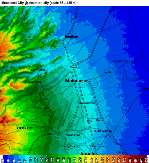 Zoom OUT 2x Mabalacat City, Philippines elevation map
