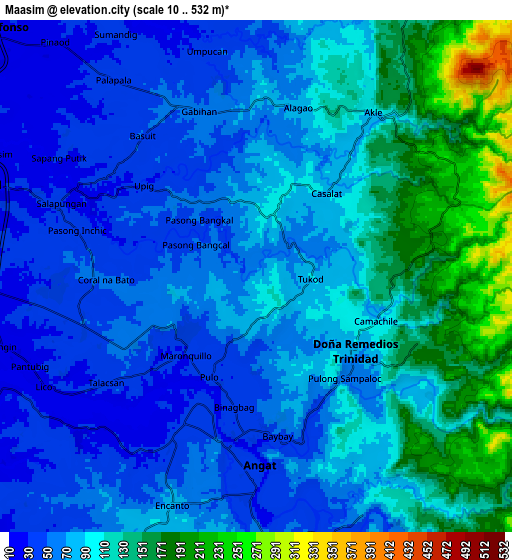 Zoom OUT 2x Maasim, Philippines elevation map