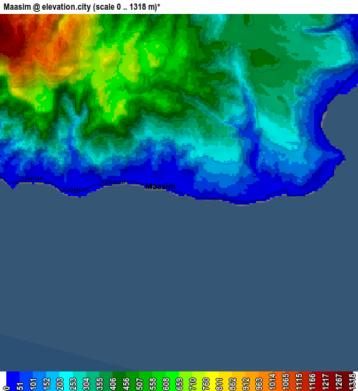 Zoom OUT 2x Maasim, Philippines elevation map