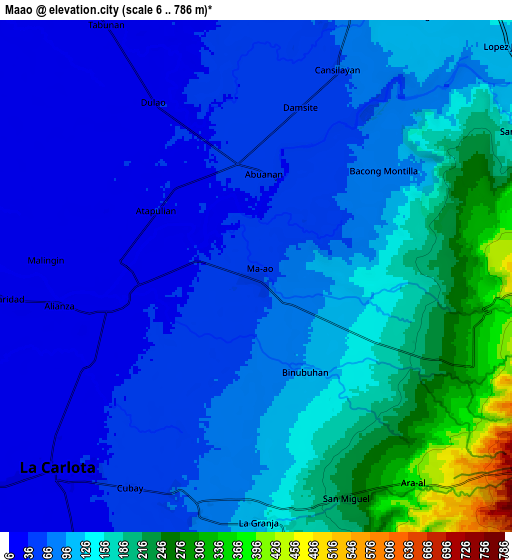 Zoom OUT 2x Maao, Philippines elevation map
