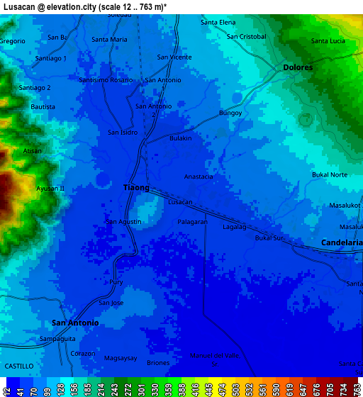 Zoom OUT 2x Lusacan, Philippines elevation map