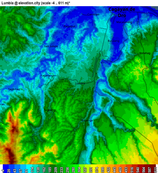 Zoom OUT 2x Lumbia, Philippines elevation map